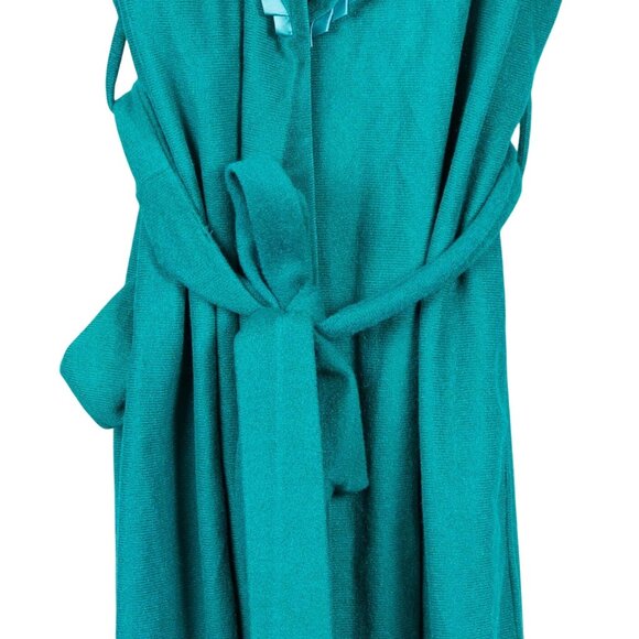 Adonna VTG Robe S Womens Green Embroidered Floral Ruffled Collar Dacron - Picture 3 of 6